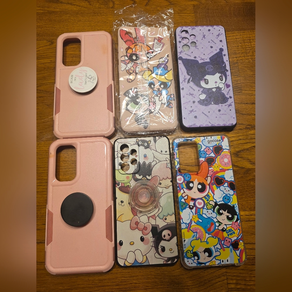 Lot Of 6 Phone Cases For Galaxy A52 (New & Used) Pink, Kuromi, Powerpuff, Sanrio